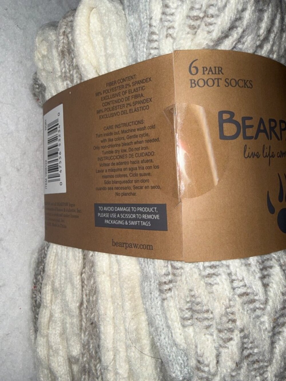 BEARPAW Womens Knit Boot Socks Cozy Comfort Crew 6 Pair Set Winter Warm NWT